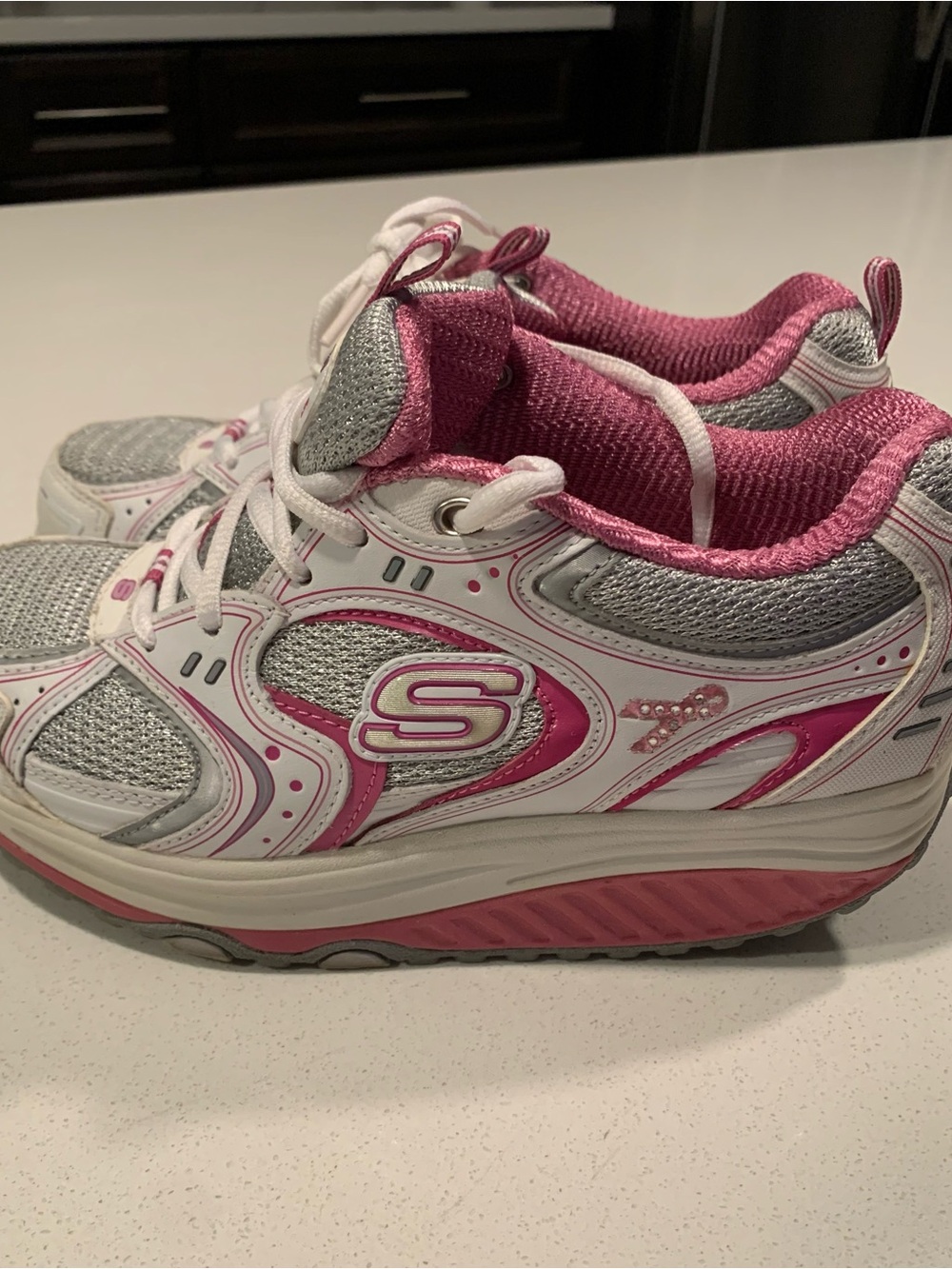 Skechers Pink & White Shape-Ups Athletic Sneakers